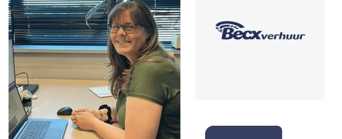 Nynke Wesseling van Becx Verhuur werkt aan de ontwikkeling van de verhuurapplicatie in Mendix.